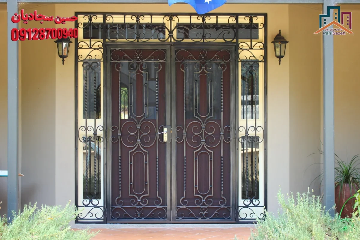 نمونه حفاظ ثابت آهنی با رنگ الکترواستاتیک مناسب ورودی آپارتمان