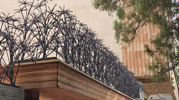 تصویر حفاظ نخل مرداب نصب شده روی دیوار پارکینگ