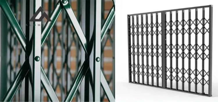 حفاظ آکاردئونی مشکی، نصب شده بر درب آپارتمان